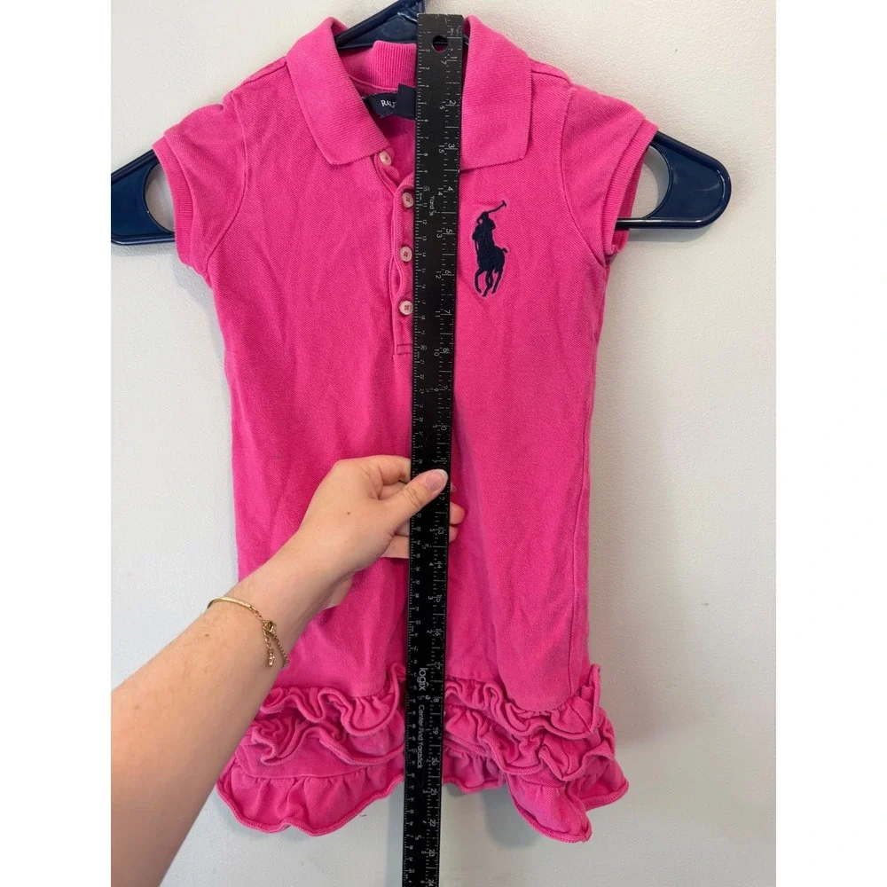 Ralph Lauren Kids Pink Ruffle Polo Dress Navy Pony Size 5